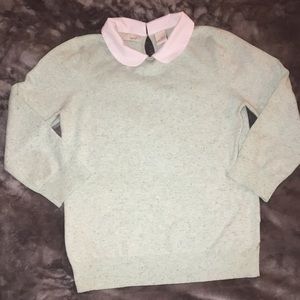 light green speckled sweater with collar